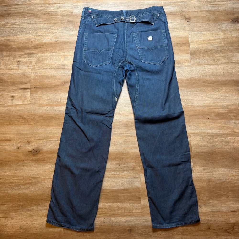 Diesel Pheyo Jeans Mens 31x34 Navy Blue Cinch Back Straight Leg Denim Wash 008LG